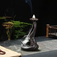 Backflow Incense Burner, Porcelain, plated, for home and office & durable, 110x90x158mm, Sold By PC