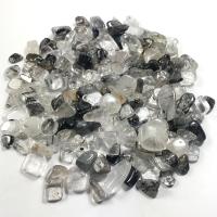 Black Rutilated Quartz Beads, Chips, different size for choice & no hole, black, Approx 100G/Bag, Sold By Bag