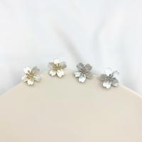Brass Stud Earring with Freshwater Shell Flower plated for woman nickel lead & cadmium free Sold By Pair