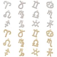 Cubic Zirconia Micro Pave Brass Pendant, 12 Signs of the Zodiac, plated, different styles for choice & micro pave cubic zirconia, more colors for choice, 15x14mm, Hole:Approx 1mm, 10PCs/Lot, Sold By Lot