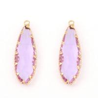 Brass Jewelry Pendants Glass with Brass Teardrop DIY light purple 33*11*6mm Approx 1mm Sold By PC