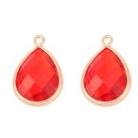 Brass Jewelry Pendants, Glass, with Brass, Teardrop, DIY, red, 18*11*5mm, Hole:Approx 1mm, Sold By PC