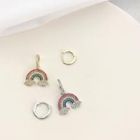 Asymmetric Earrings, Brass, Rainbow, plated, micro pave cubic zirconia & for woman, more colors for choice, nickel, lead & cadmium free, 12x2mm,26x19mm, Sold By Pair