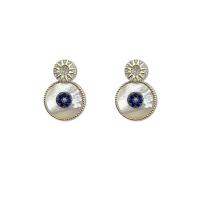 Cubic Zirconia Micro Pave Brass Earring Evil Eye 14K gold plated micro pave cubic zirconia & for woman nickel lead & cadmium free Sold By Pair