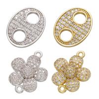 Cubic Zirconia Micro Pave Brass Connector plated & micro pave cubic zirconia Sold By Lot
