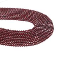 Natürlicher Granat Perlen, rund, poliert, DIY & verschiedene Größen vorhanden, dunkelrot, verkauft von Strang