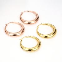 Mens Stainless Steel Hoop Earring, Donut, forgyldt, mode smykker & for kvinde, flere farver til valg, 28*40*8.4mm, Solgt af par