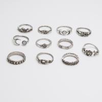 Zinklegering Ring Set, Zinc Alloy, Donut, plated, verschillende kleur en patroon naar keuze & gemengde ringmaat, meer kleuren voor de keuze, 14-15mm, Verkocht door Stel