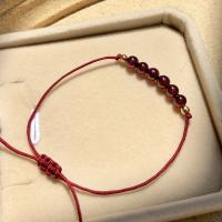 Natural Garnet Bracelet, knit, fashion jewelry & folk style, red, 4mm, Sold By Strand