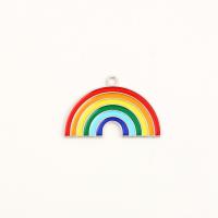 Zinc Alloy Enamel Pendants Rainbow silver color plated Unisex rainbow colors nickel lead & cadmium free Approx Sold By Bag