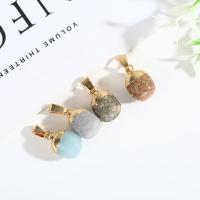 Gemstone Pendants Jewelry Natural Stone with Brass gold color plated DIY nickel lead & cadmium free 15mm Sold By PC