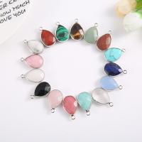 Gemstone Pendants Jewelry Agate with Brass silver color plated DIY & faceted Sold By PC