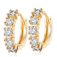 Brass Leverback Earring gold color plated micro pave cubic zirconia & for woman nickel lead & cadmium free Sold By Pair