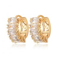 Brass Leverback Earring gold color plated micro pave cubic zirconia & for woman nickel lead & cadmium free Sold By Pair