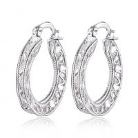 Brass Hoop Earring silver color plated for woman nickel lead & cadmium free Sold By Pair