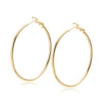 Brass Hoop Earring, gold color plated, for woman, nickel, lead & cadmium free, 2x55mm, Sold By Pair