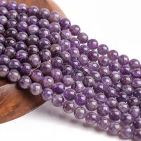 Naturlig ametist pärlor, Rund, polerad, DIY & olika storlek för val, purpur, Såld Per 15 inch Strand