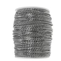Stainless Steel Oval Chain, plated, DIY, silver color, 50m/Spool, Sold By Spool