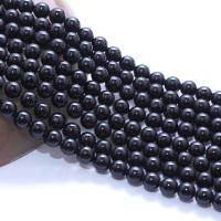 Natürliche schwarze Achat Perlen, Schwarzer Achat, rund, poliert, DIY & verschiedene Größen vorhanden, schwarz, 6mm, verkauft per 38 cm Strang