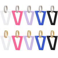 Huggie Hoop Drop Earring, Brass, plated, stoving varnish & micro pave cubic zirconia, more colors for choice, 20.50x35mm, 10PCs/Lot, Sold By Lot