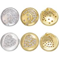 Cubic Zirconia Micro Pave Brass Pendant, Flat Round, plated, different designs for choice & micro pave cubic zirconia, more colors for choice, 12x12mm, Hole:Approx 1.2mm, 10PCs/Lot, Sold By Lot