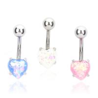 Stainless Steel Belly Ring, with Opal, gold color plated, for woman, more colors for choice, 8x20mm, 10PCs/Lot, Sold By Lot