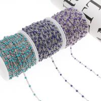 Stainless Steel Jewelry Chain, with Crystal, plated, different color and pattern for choice & DIY, more colors for choice, nickel, lead & cadmium free, 0.6*0.3*0.6mm, 50m/Spool, Sold By Spool