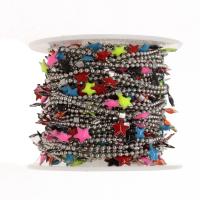 Stainless Steel Jewelry Chain with enamel Star plated DIY multi-colored nickel lead & cadmium free 0.6*0.2*0.6mm Sold By Spool