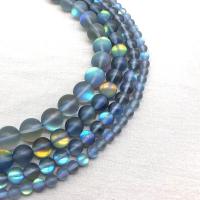 Perles en labradorite, Rond, DIY & normes différentes pour le choix & givré, bleu, Vendu par brin