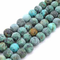 Afrikanisches Türkis Perle, rund, DIY & verschiedene Größen vorhanden & satiniert, blau, verkauft von Strang