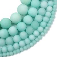 Natural Stone Beads Round DIY & frosted blue Sold By Strand
