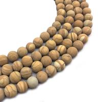 Natural Grain Stone Beads Round DIY & frosted yellow Sold By Strand