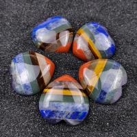 Fashion Decoration, Natural Stone, Heart, polished, DIY, multi-colored, 30x14mm, Sold By PC