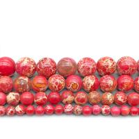 Gemstone Jewelry Beads Impression Jasper Round DIY red Sold By Strand
