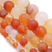 Natural Red Agate Beads, Round, DIY & different size for choice & frosted, reddish orange, Sold By Strand