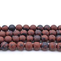 Natural Mahogany Obsidian Beads Round DIY & frosted reddish-brown Sold By Strand