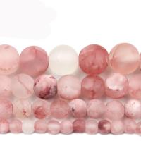 Persian Jade Beads Round DIY & matte & frosted pink Sold By Strand