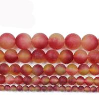 Karneolstein Perle, rund, DIY & verschiedene Größen vorhanden & stumpfmatt & satiniert, rot, verkauft von Strang