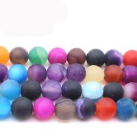 Natural Rainbow Agate Beads Round DIY & matte & frosted multi-colored Sold By Strand