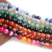Natürliche Streifen Achat Perlen, rund, poliert, unterschiedliche Farbe und Muster für die Wahl & DIY & verschiedene Größen vorhanden, keine, 10mm, verkauft per 15 ZollInch Strang