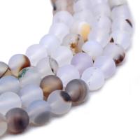 Natural Black Agate Beads Round DIY & matte & frosted mixed colors Sold By Strand