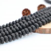 Natural Lava Beads Abacus polished DIY black Sold By Strand