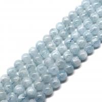 Gemstone Jewelry Beads Aquamarine Round polished DIY blue Sold By Strand