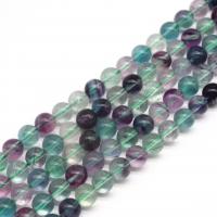 Fluorit Beads, Farverige Fluorite, Runde, poleret, du kan DIY & forskellig størrelse for valg, blå, Solgt af Strand
