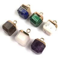 Gemstone Pendants Jewelry with Zinc Alloy Square gold color plated DIY Sold By PC