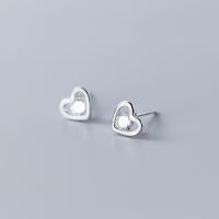 925 Sterling Silver Stud Earrings plated for woman & with rhinestone 8mm Sold By Bag