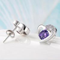 Brass Stud Earring, platinum plated, for woman & with rhinestone, more colors for choice, 8mm, 10Pairs/Bag, Sold By Bag