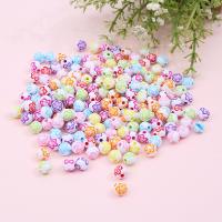 Acrylic Jewelry Beads DIY & with flower pattern & enamel 8mm Sold By Bag