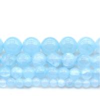 Natural Jade Beads Green Jade Round DIY light blue Sold By Strand