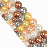Perles de coquille colore naturelle, Rond, poli, DIY & normes différentes pour le choix, couleurs mélangées, Vendu par brin